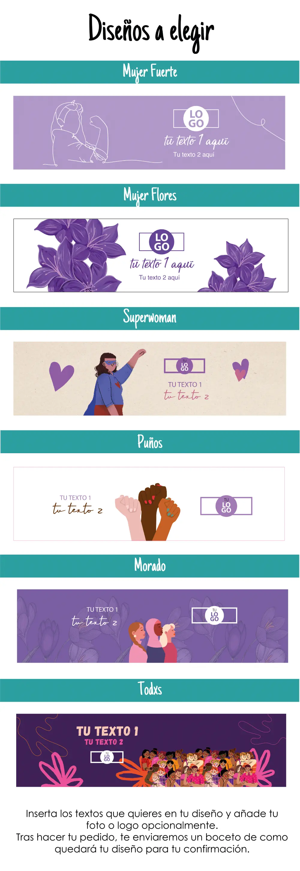 size chart diseños horizontales mujer 8M